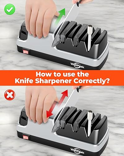 Miniatura 5 de Cuchillo eléctrico multifuncional de 4 etapas y afilador de tijeras, abrasivo de diamante para cuchillos de chef de borde recto, varilla de afilado