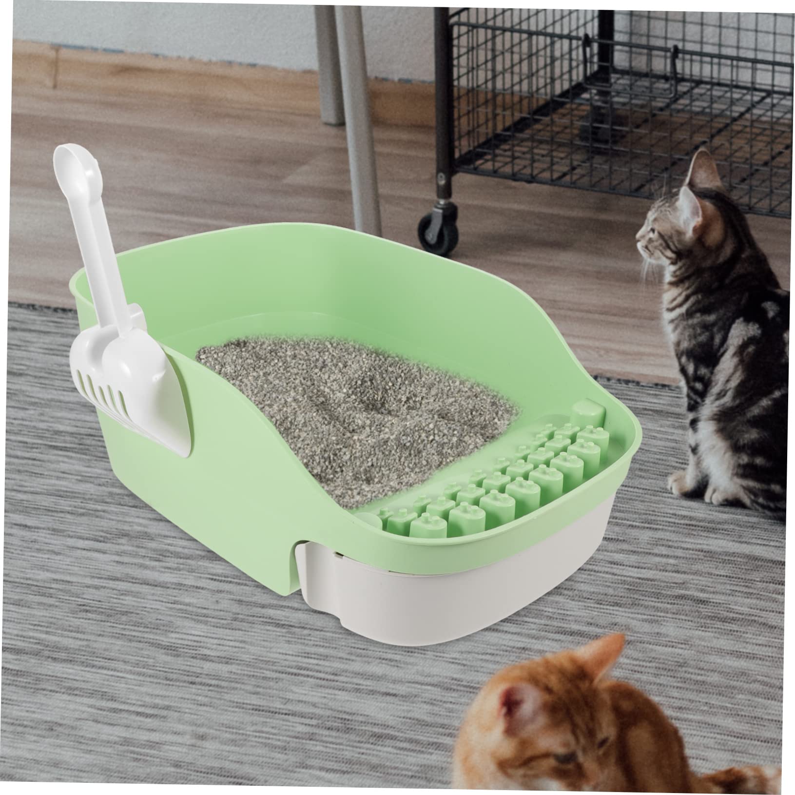 GANAZONO 1set Lettiera Per Gatti Con Design Aperto e Spazio Ampio Cat Toilet Box Per Gattini Resistente e Facile Da Pulire Avocado Per Abitazioni