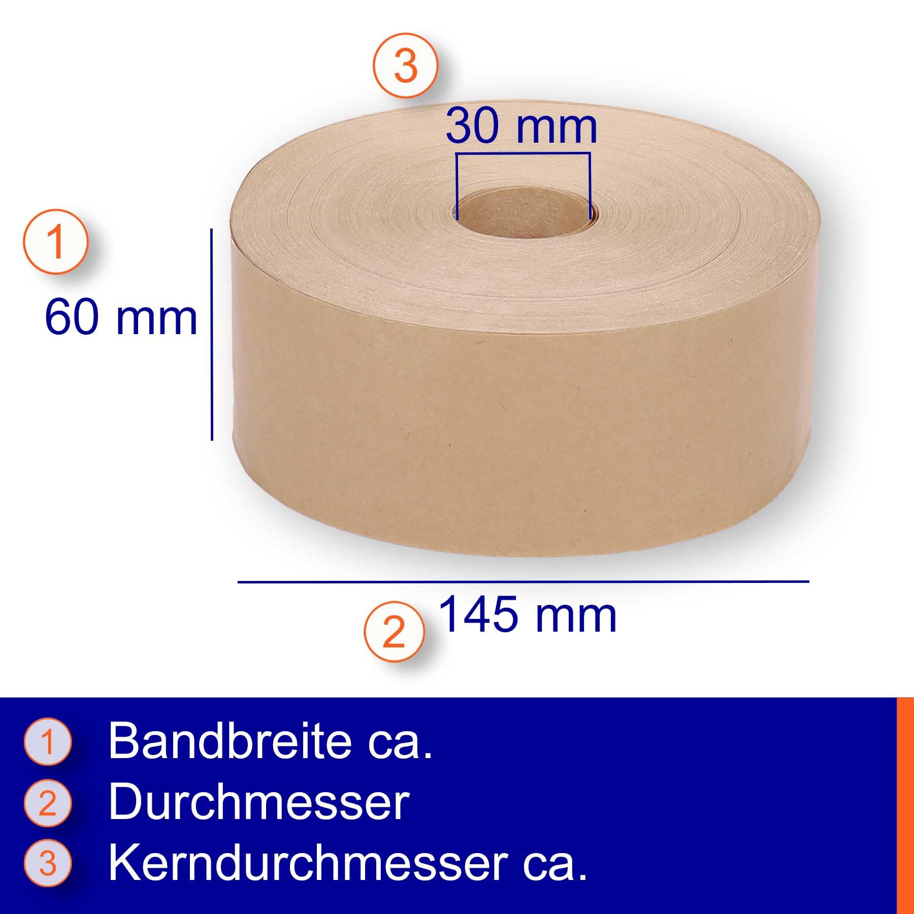 Europack24 Nassklebe-Set: 6 Rollen Nassklebeband und 1 Klebestreifengeber | 60mm x 200m unverstärkt | Paketklebeband für Kartonagen | stark klebendes Packband | Klebebandanfeuchter für Büro und Lager