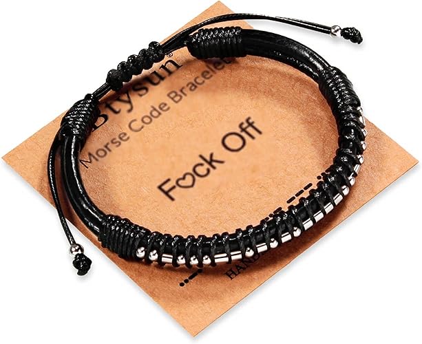 Inspirational Gifts for Men Morse Code Bracelets Mens Bracelets Graduation Gifts for Him Fathers Day Adjustable Leather Bracelet Motivational Birthday Annivesary Jewelry Stocking Stuffers for Men