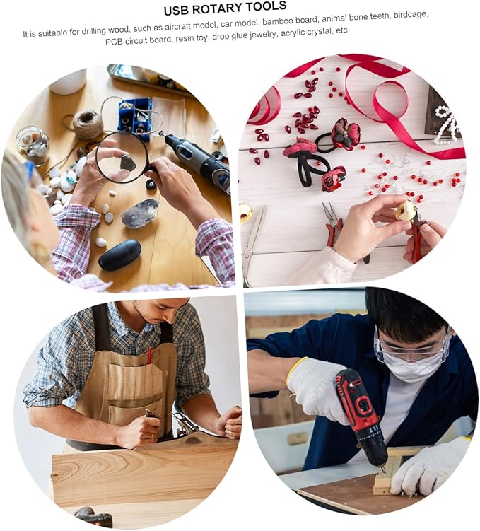 Angoily 2 Piezas Taladro Recargable USB Mini Herramienta Rotativa para Joyería miniatura 7