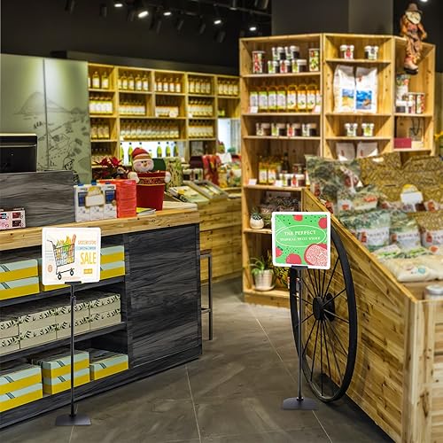 Miniatura 6 de Wesiti Paquete de 12 soportes para letreros de pie de 8.5 x 11 pulgadas, soporte ajustable para carteles de piso, soporte vertical de aluminio para