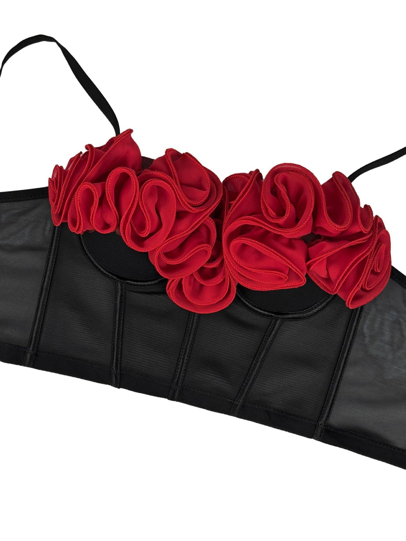 Top court corset pour femmes avec fleurs 3D, sexy, sans manches, dos nu, top court d'été Y2K pour sortir