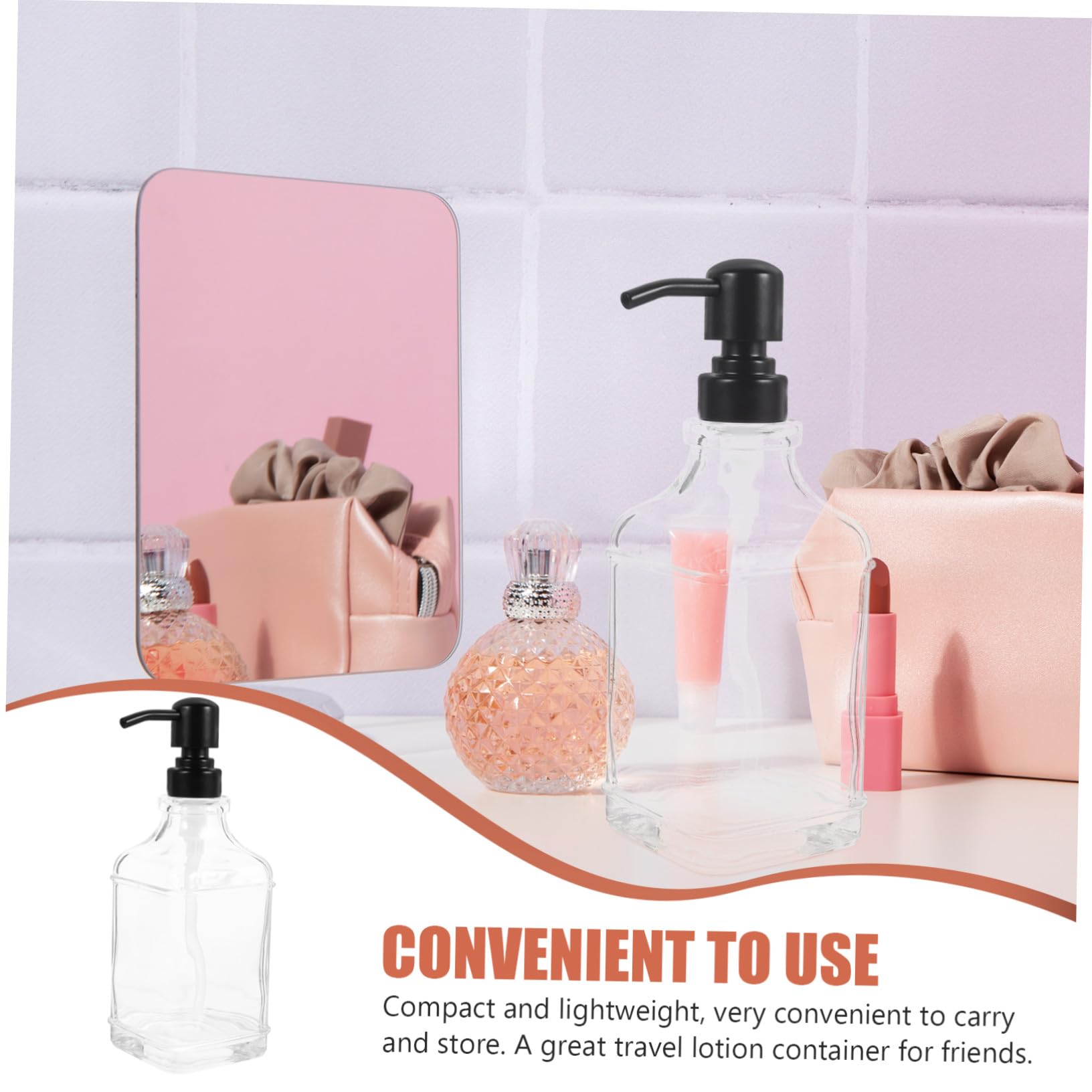 Anneome Botella Dispensadora De Jabón Vacía De Vidrio Transparente Dispensador Rellenable para Manos Champú Acondicionador Loción Baño y Cocina