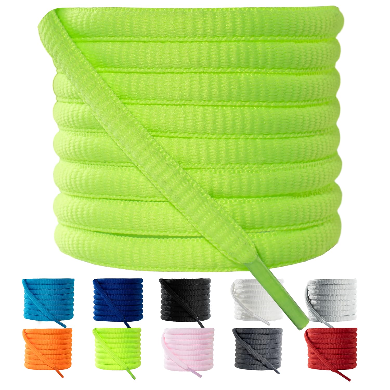 VGUBLG Oval ShoeLaces 1/4" Athletic Shoe Laces Half Round 14 Different Lengths Running Shoelace for Everone in 24"-79"
