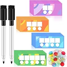 Eersida 142 Sound Box Mats and Chips Set 40 Dry Erase Mats 100 Chips with 2 Markers Phonemic Awareness Reading Games Supplies for Teacher Classroom Reading Writing Materials