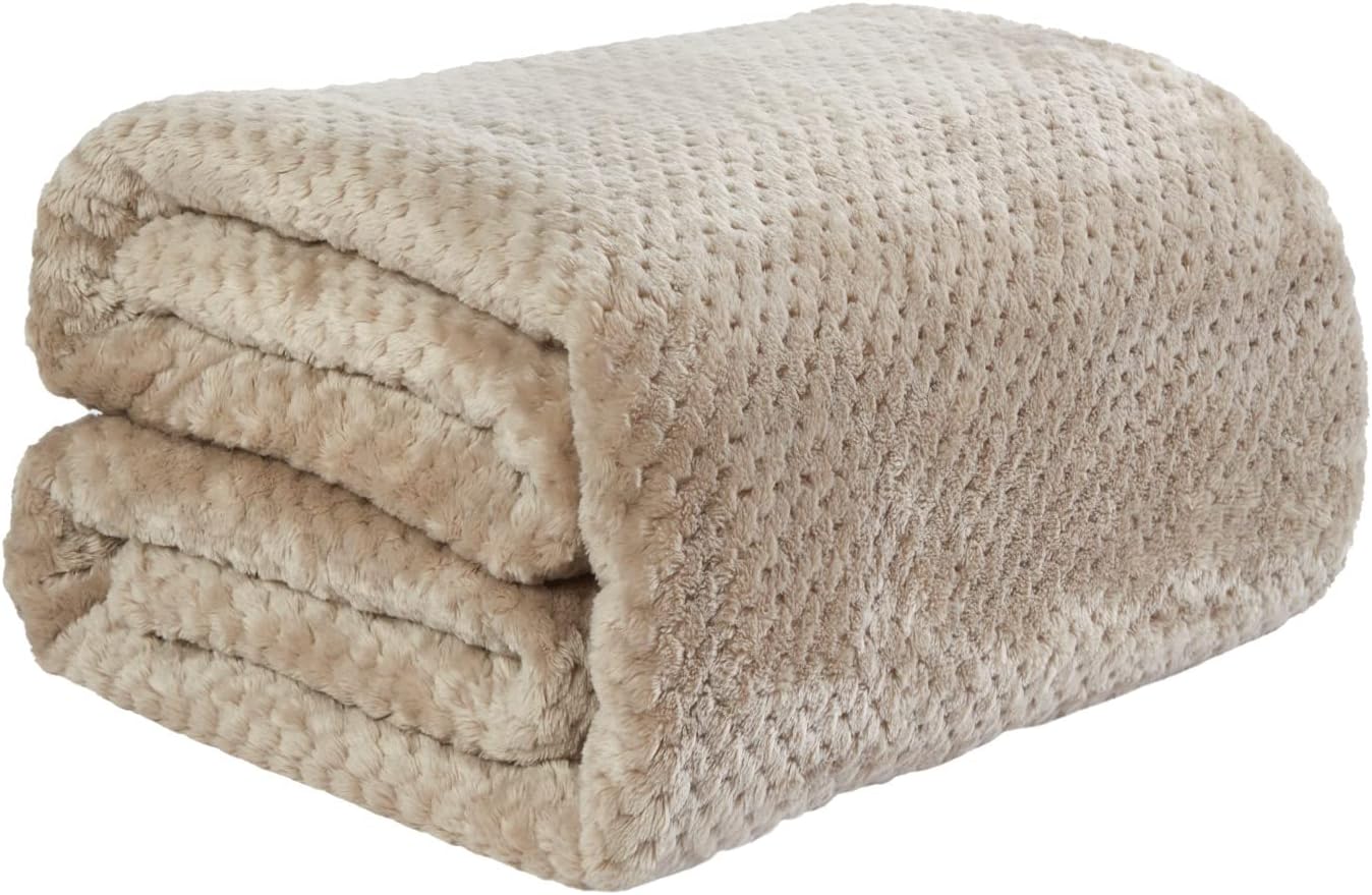 Dreamscene Luxury Waffle Mink Faux Fur Warm Throw Over Sofa