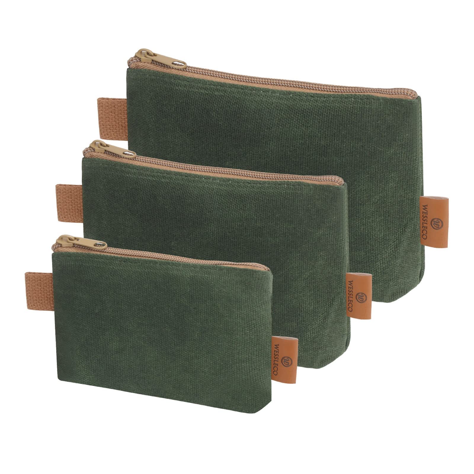 Canvas Zipper Pouch 3 Pack Small Tool Pouch Organizer Heavy Duty 16OZ Waxed Canvas Mini Zipper Bag Pouch