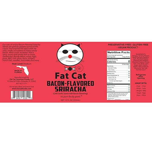Miniatura 7 de Fat Cat Gourmet - Sriracha - Paquete de 2 variedades de salsa picante natural, atrevido y picante, sin conservantes, vegano, sin gluten, vegano y