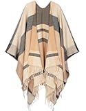 OWIF Women's Shawl Wraps Open Front Travel Poncho Cape Warm Oversized Plaid Sweaters Casual Cardigan Shawls