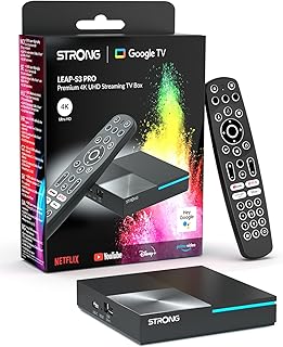 STRONG Leap-S3 Pro Box Streaming Google TV 4K UHD avec Port Ethernet, Android 12, 4GB RAM + 32GB Stockage, Wi-FI 6, Chromecast Intégré, Assistant Google Vocal, Dolby Atmos & Dolby Vision