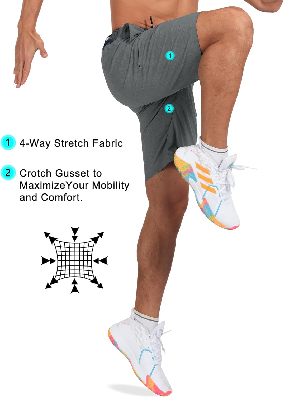 Little Donkey Andy Men's Golf Shorts Quick Dry Lightweight Breathable Casual Short with Elastic Waist 3 Pockets for Hiking - Image 5