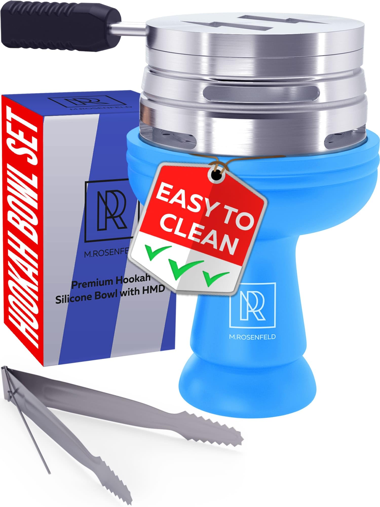 M. ROSENFELD Blue Hookah Bowl Set Silicone – Limited Xmas Design Blue Color - Premium Hookah Head Bowl - Shisha Bowl Phunnel Hookah Bowl withHeat Management Charcoal Holder