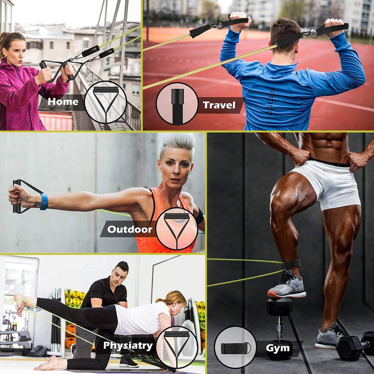 VEICK Bandes de résistance, bandes d'exercice, bandes de résistance pour entraînement avec poignées pour homme et femme, bandes d'exercice pour fitness poids entraînement à la maison