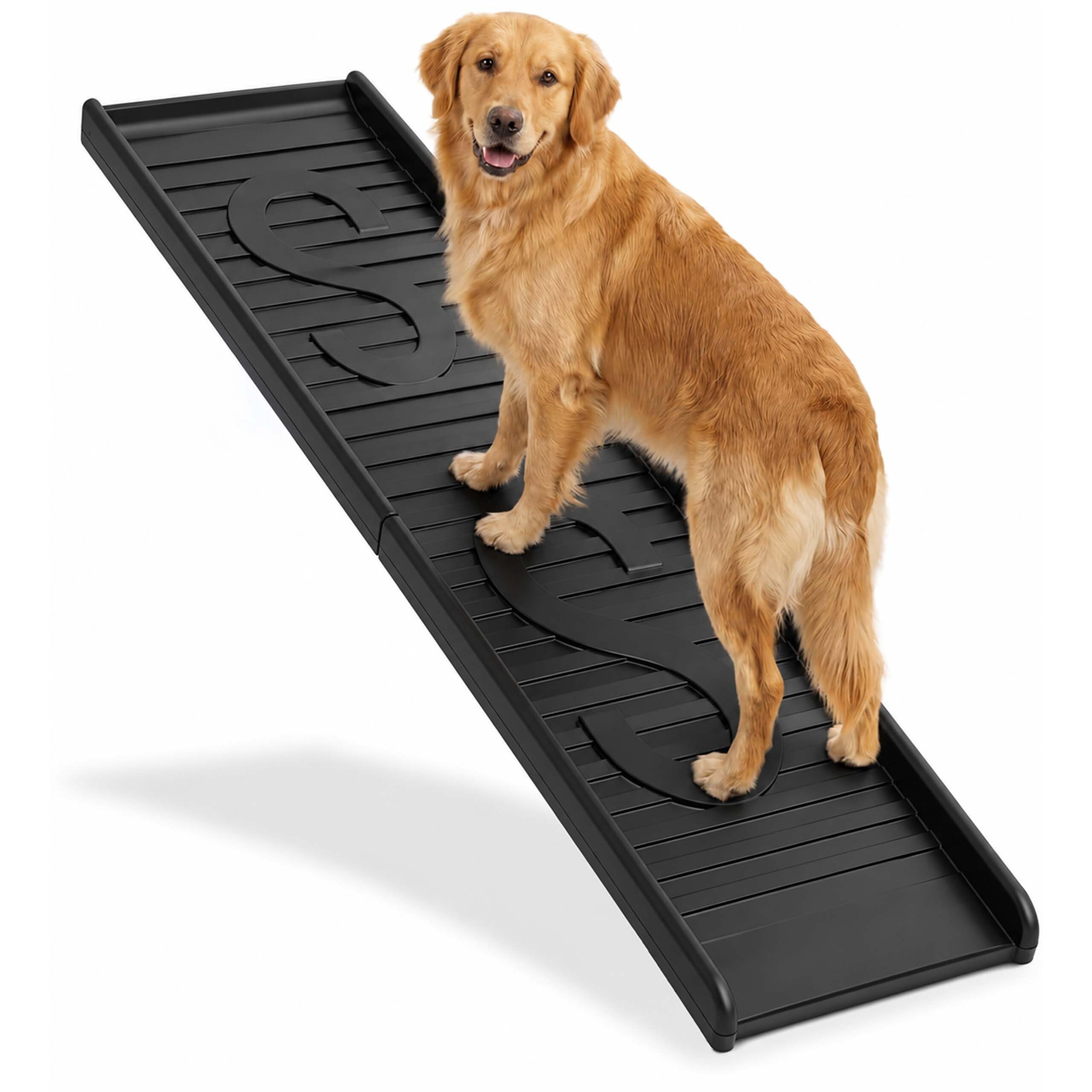 Relaxdays Rampe pour Chien Pliable, H x L x P: 15 x 154 x 39 cm, polypropylène, Aide à l'accès Voiture/lit/canapé, Noir