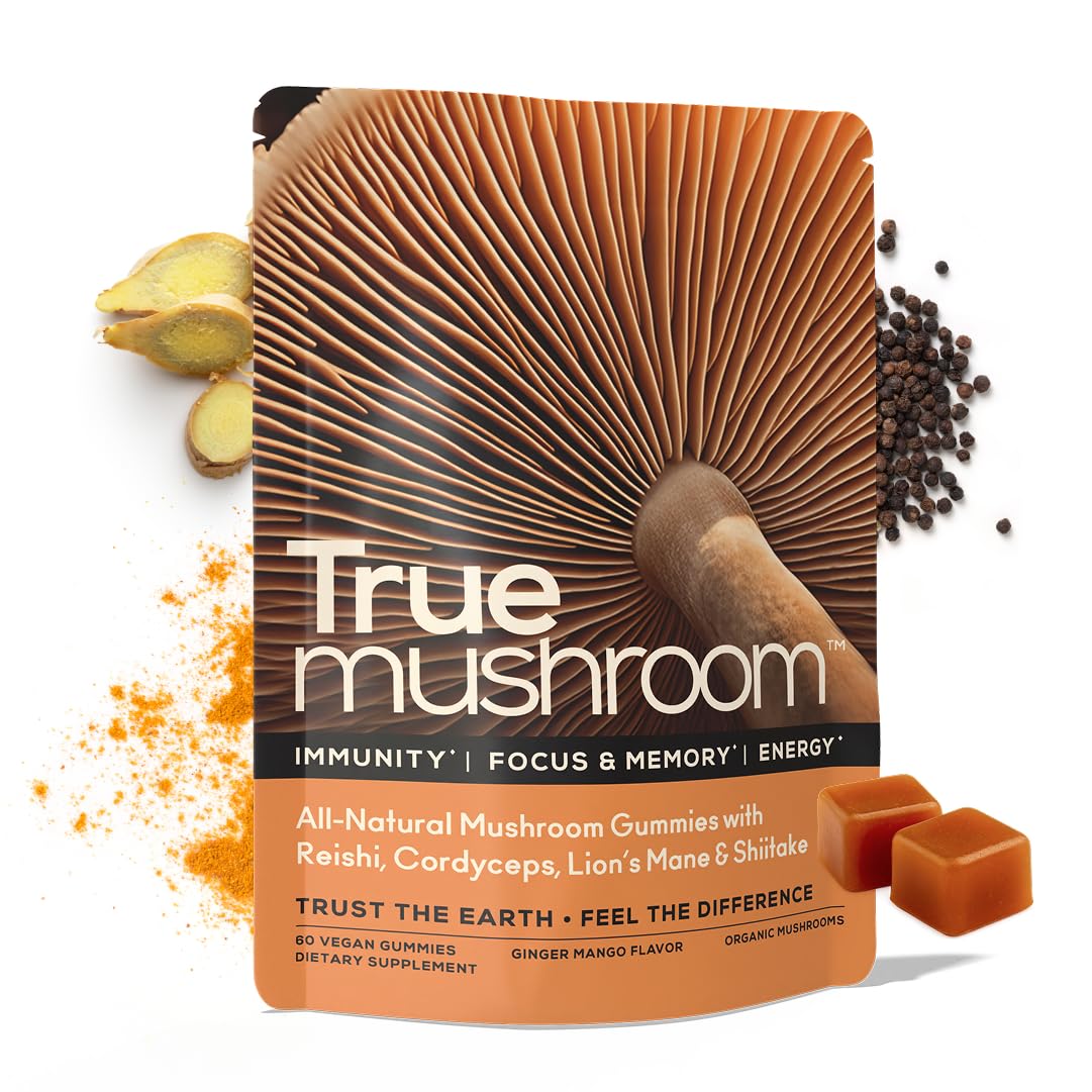 TrueMushroom Immune Support Gummies, Mango Ginger, 60 Count