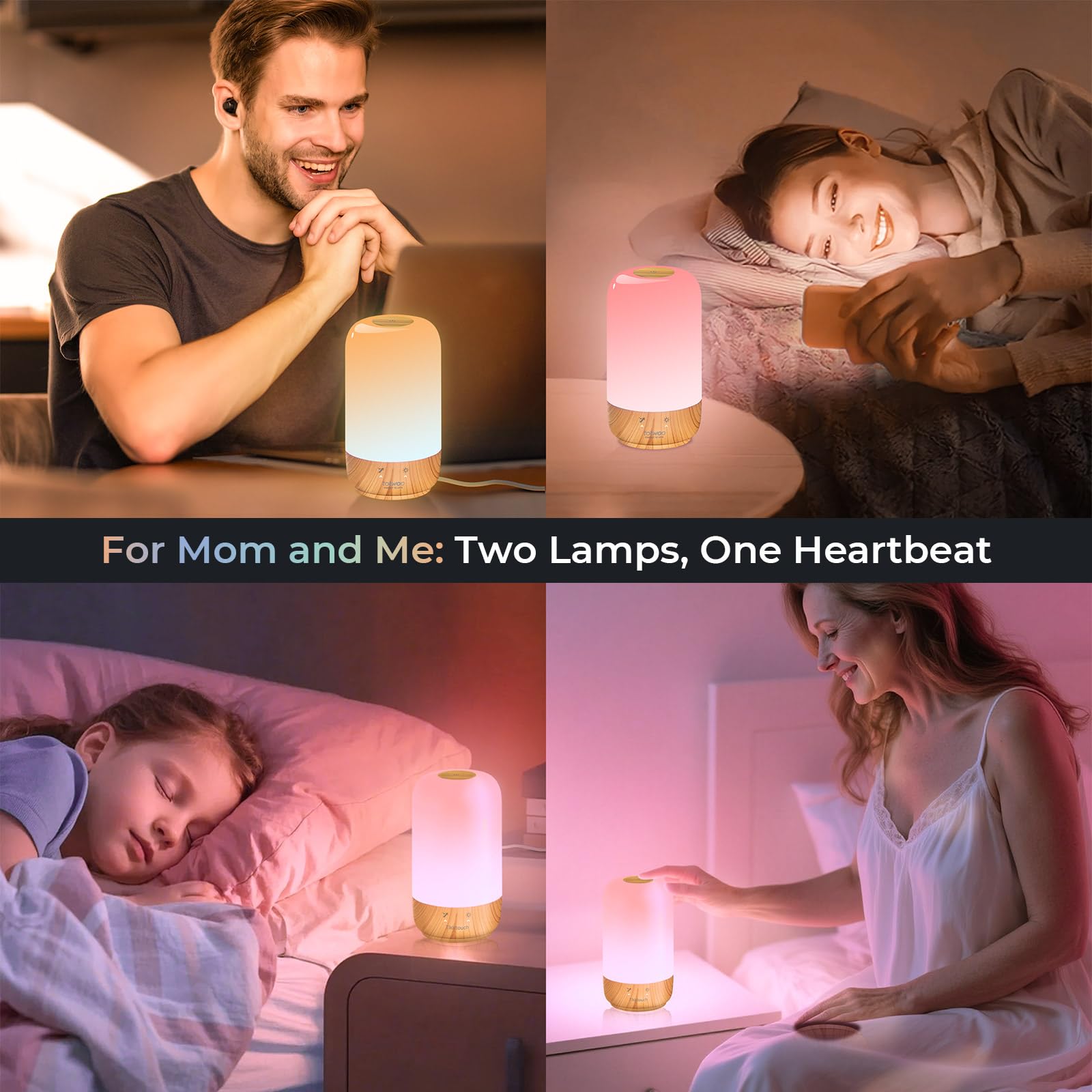Tikkitouch Long Distance Lamp Set of 2 WiFi Touch Lamp Long Distance Relationship Gift for Couples, Mom, Friends & Family