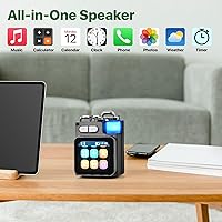 Vista 2 de Mini altavoz Bluetooth, altavoz portátil inalámbrico inteligente con pantalla táctil, sonido HD fuerte, luces LED, BT5.4, audio pequeño todo en uno