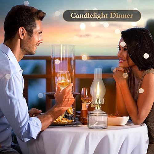 Miniatura 2 de Lámpara clásica de queroseno grande con asa Lámpara de aceite transparente Cámara de linterna Lámparas de aceite de vidrio vintage para uso en