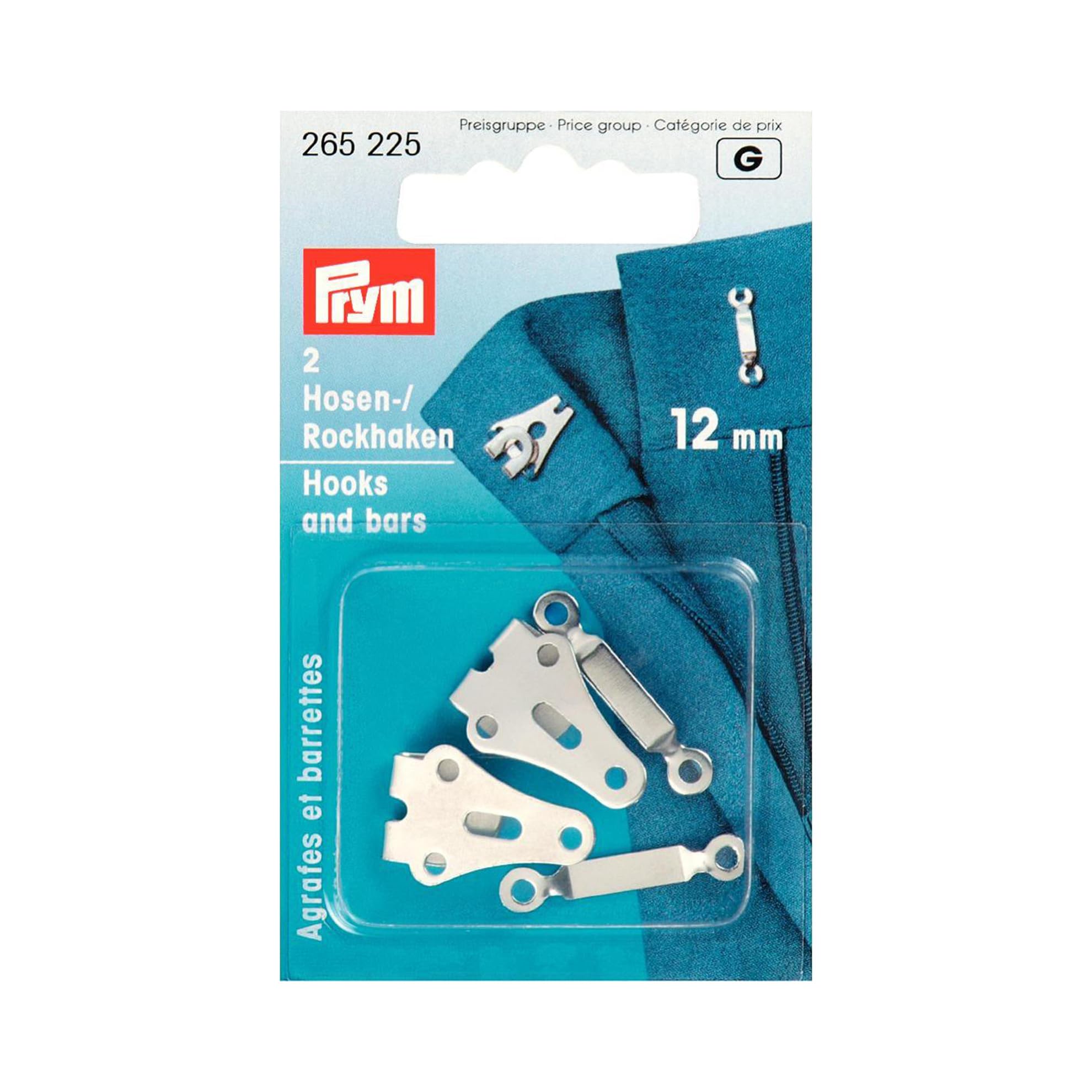 Prym PRYM_265225-1 Trouser and Skirt Hooks/Bars Silver col 12 mm