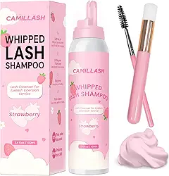 CL CAMILLASH Shampoo E Espuma De Limpeza Para Cílios, Kit Banho Extensões Uso Em Salão Casa, 100Ml, Morango Rosa