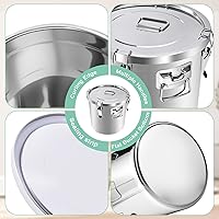 Vista 5 de Recipiente hermético de acero inoxidable 304, recipientes de almacenamiento de alimentos de 21L/5.5 galones, cubo de metal de 38 libras, con tapas