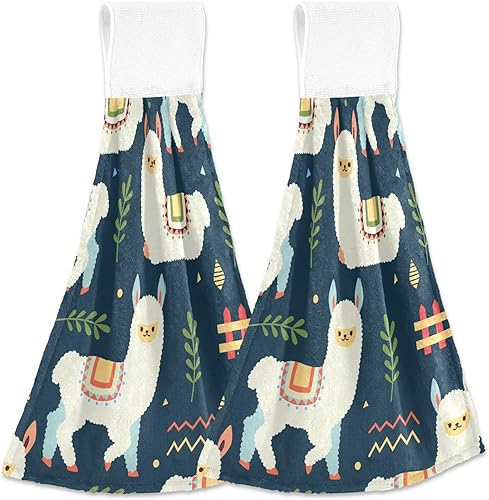 Juego de 2 toallas de mano de alpaca de llama, suaves, absorbentes, decorativas, para baño, secado rápido, toalla de microfibra para baño, granja,