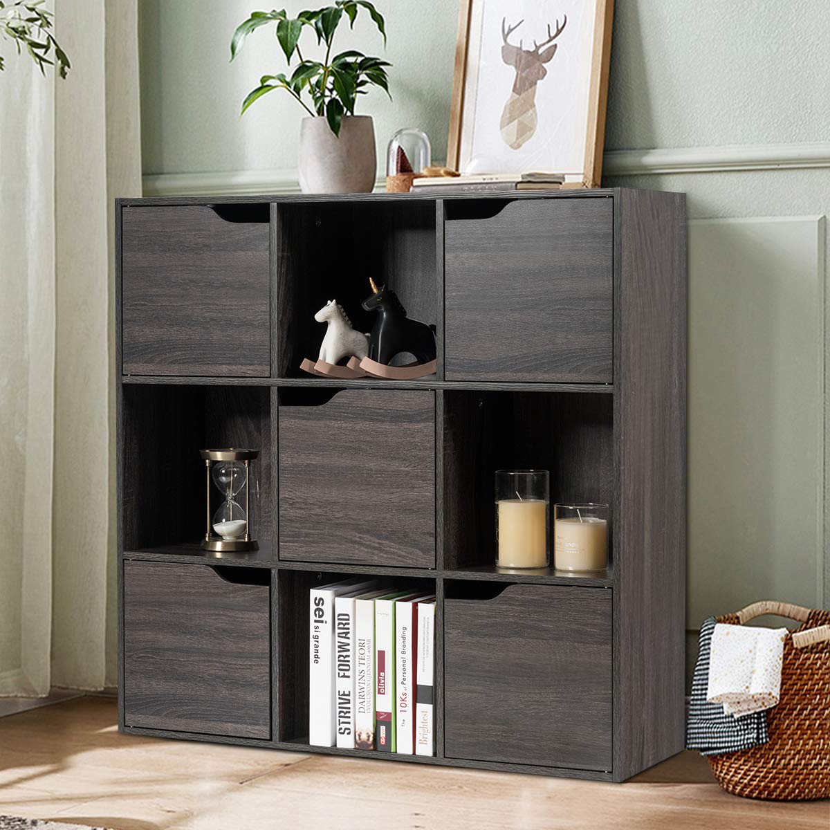 Buy COSTWAY 6/9 Cube Storage with 3/6 Cupboard Doors, Modern