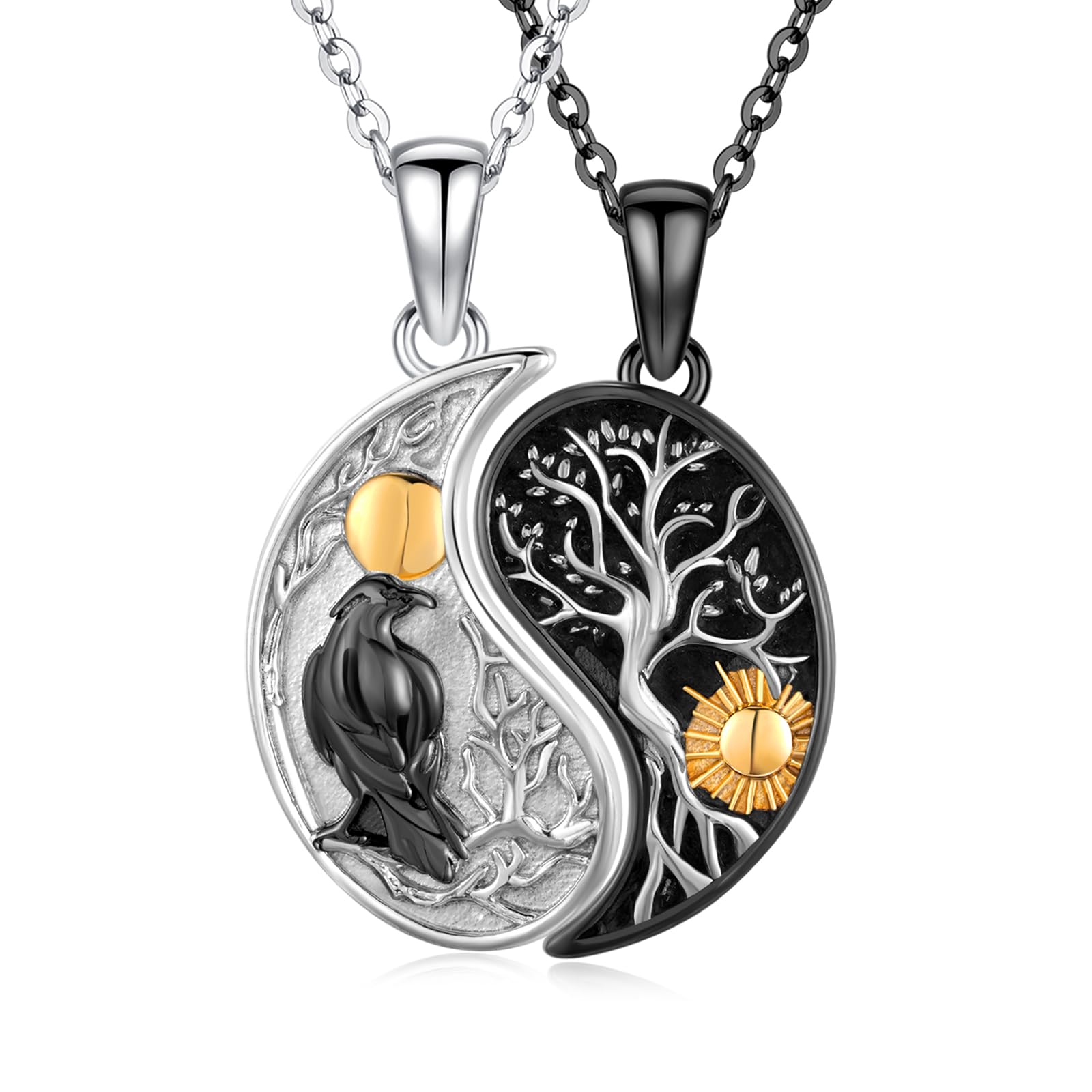 OHAYOO Yin Yang Halskette 925 Sterling Silber Anhänger Kette Partnerketten für Sie und Ihn Schmuck Geschenke für Damen Herren Couple