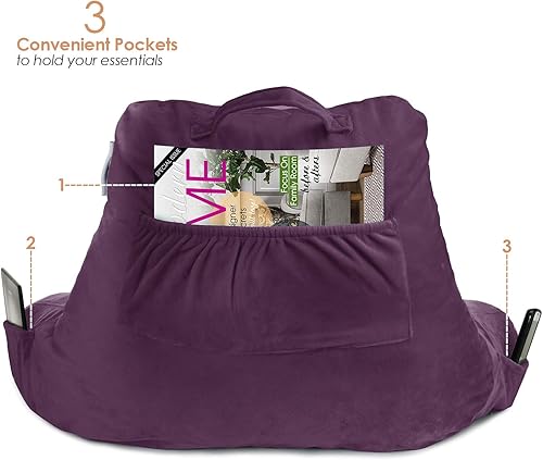 Miniatura 5 de Nestl - Almohada de lectura estándar de espuma viscoelástica triturada, almohada de respaldo para leer y reposar en cama, almohada para la espalda