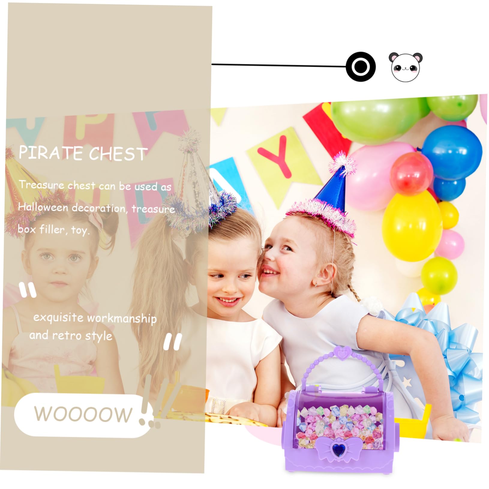 Yardwe Cute Pirate Treasure Box Heart Bow Design Lightweight and Toy Storage Chest for Boys and Girls Parties Keepsake Organizer for Jewelry and Crafts