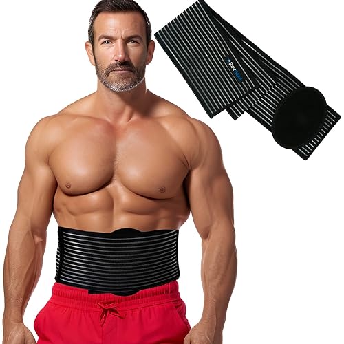 RiptGear Cinturón de hernia umbilical para hombres y mujeres, carpeta de soporte abdominal con almohadilla de compresión, soporta cintura y abdomen