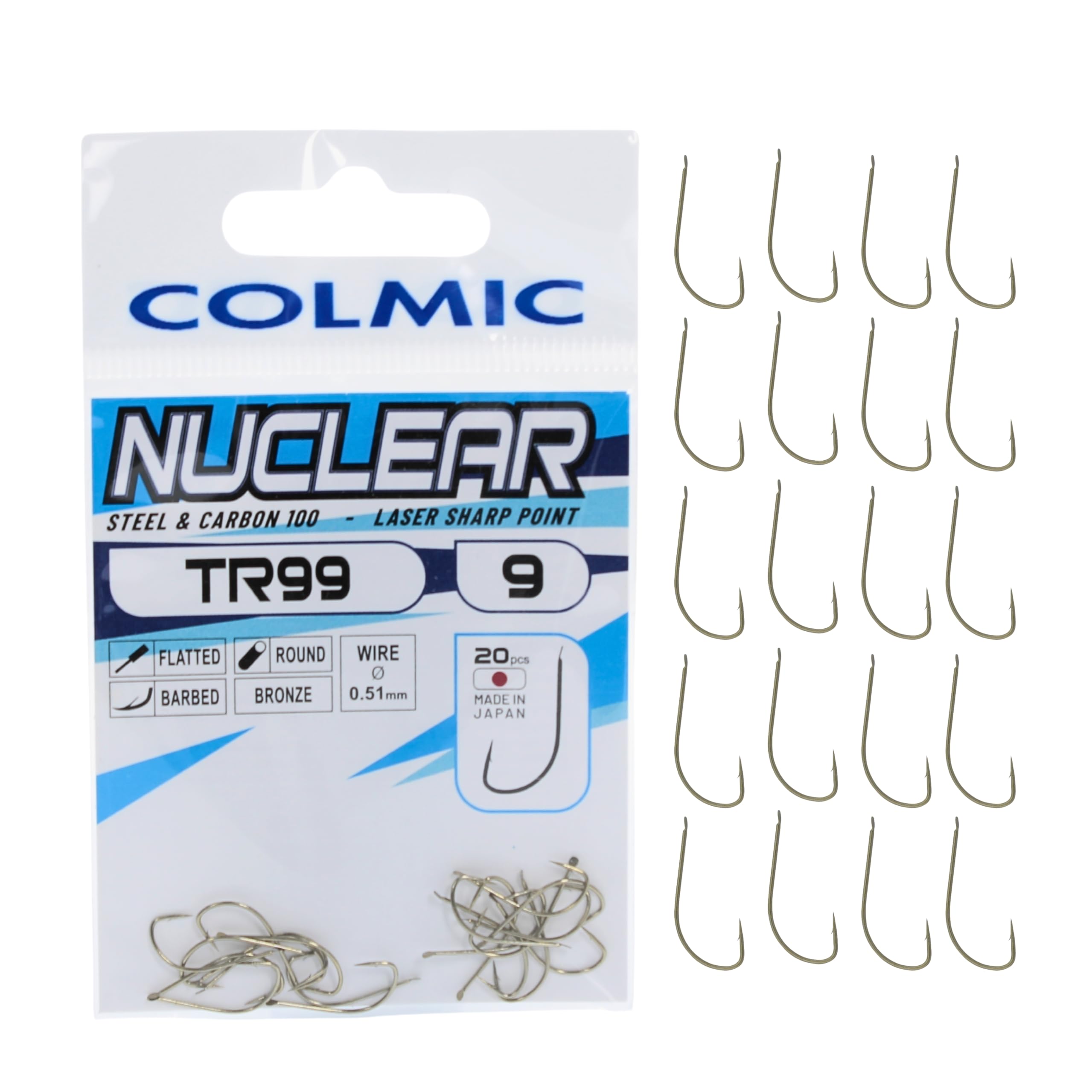 Colmic – 20 Anzuelos de Pesca TR99 en Acero Carbono Bronze – Flatted, Round, Barb, Twisted – Especiales para Trucha de Lago y Cebos Naturales – Producto Oficial Colmic