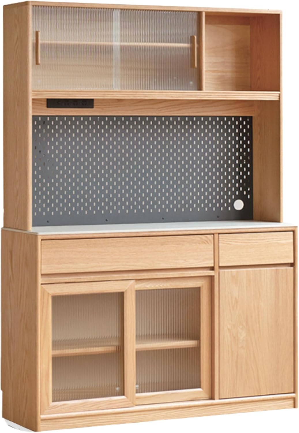 GVAwood Oak Solid Wood Rock Board Modern Sideboard 33.5x15.7x33.9 inch / 85.4x40.2x86.2 сm/Natural Wood Color/Sideboard