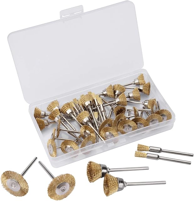 45 PCS Brass Wire Brushes for Cleaning Rust Drill for Wood Cleaning Metal, Drill Attachment Bit Set, Wire Wheel for Drill