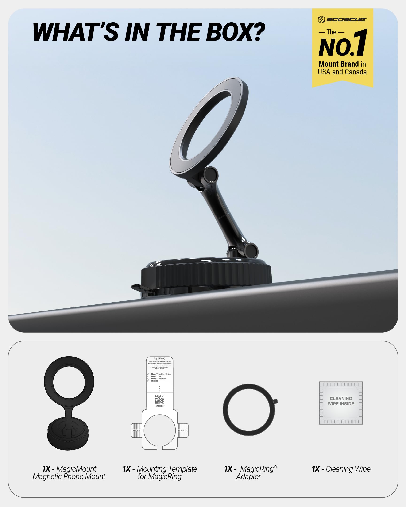 Scosche GoAnywhere MagSafe Car Mount with 360° Rotating Neck & Twist-to-Lock Suction Base, Magnetic Car Phone Holder for Dashboard, Windshield & Floating Car Screen, Compatible with PopSockets, iPhone view 9