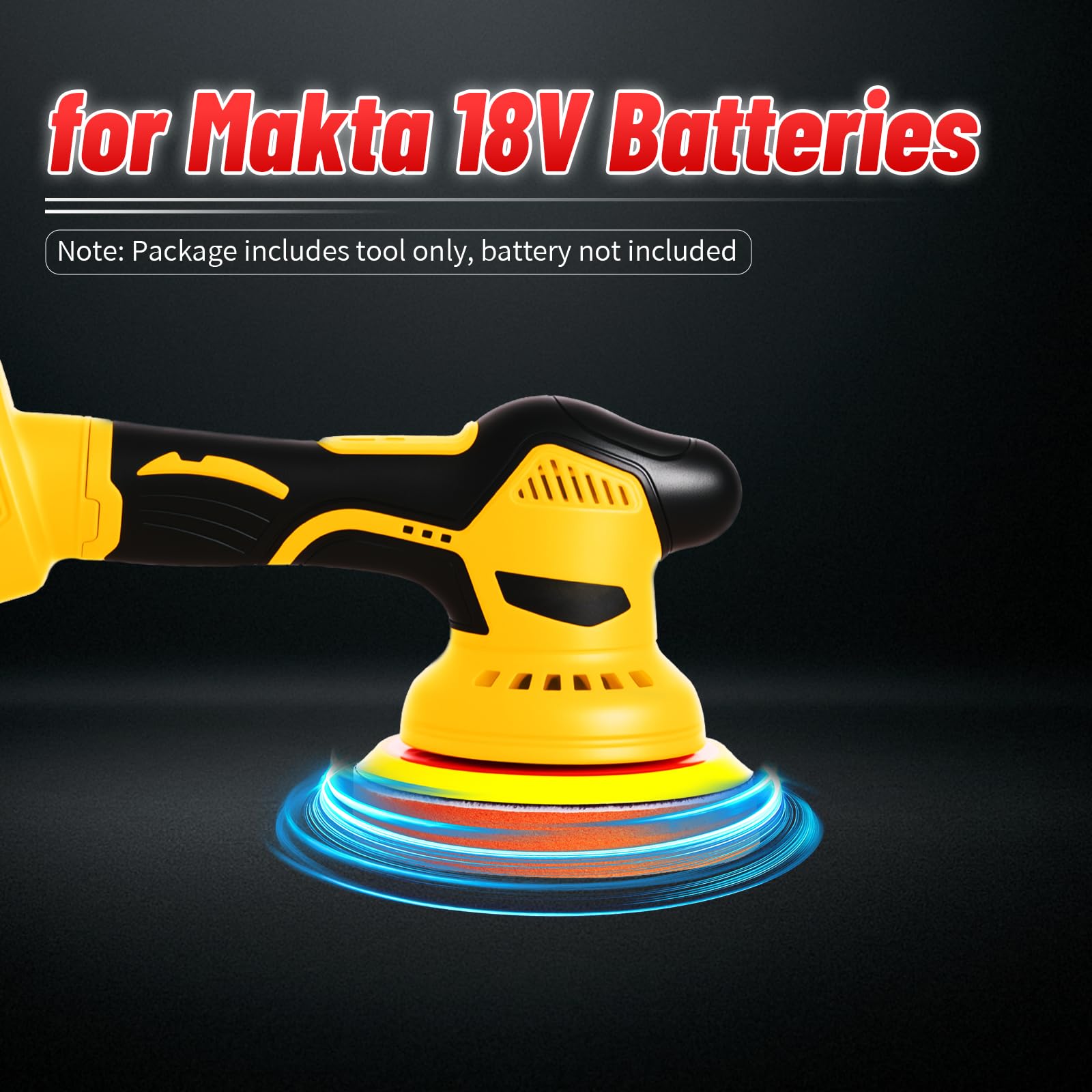 Pulidora de coche para Makita 18 V, pulidora de batería para coche, pulidora excéntrica con 8 velocidades variables (sin batería)