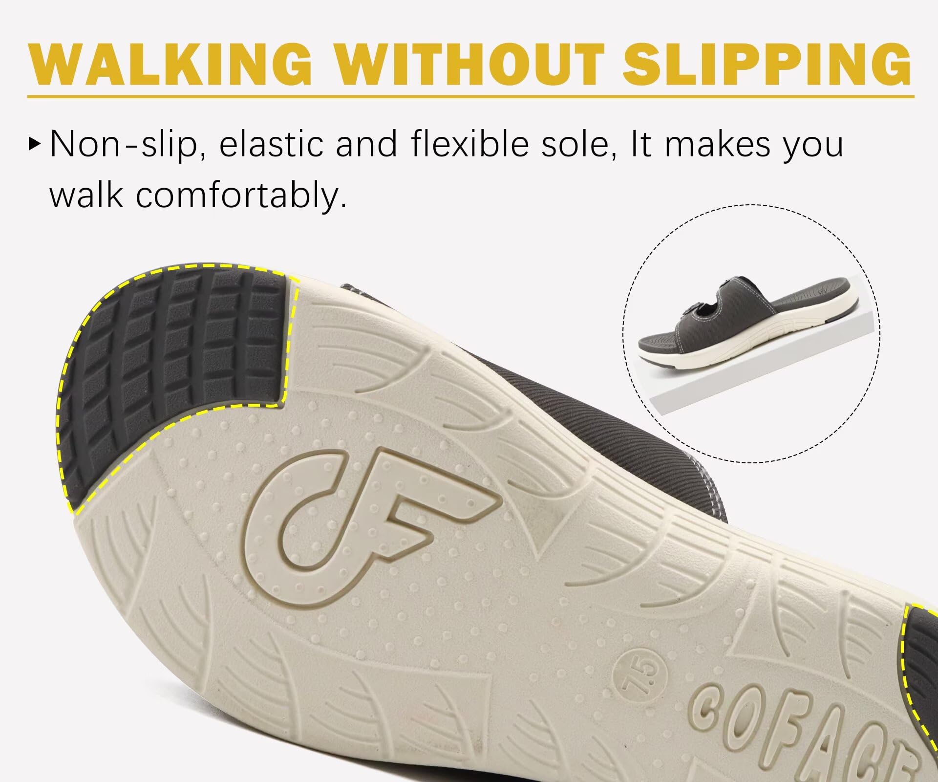 COFACE Sandales Femme Été Mode Orthopedique Slides Avec Support Confortable Plantar Fasciite Léger Sandale De Sangles Réglables