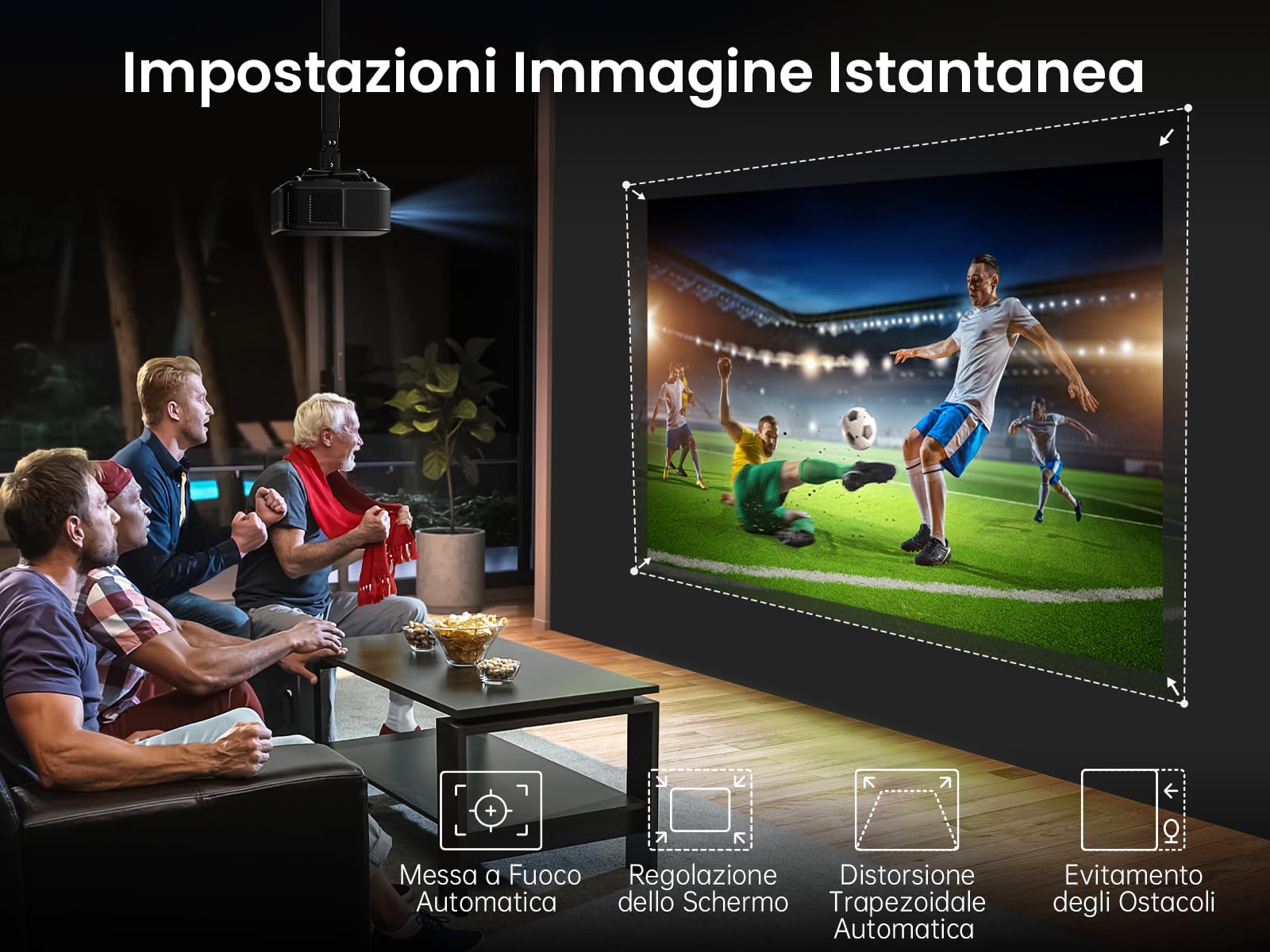 Proiettore 【Google TV/Altoparlante JBL/Auto Focus/Keystone】, Yaber K3 Proiettore WiFi6 Bluetooth 5.2, Videoproiettore 1080P Nativo Full HD con Netflix 7000+ Apps