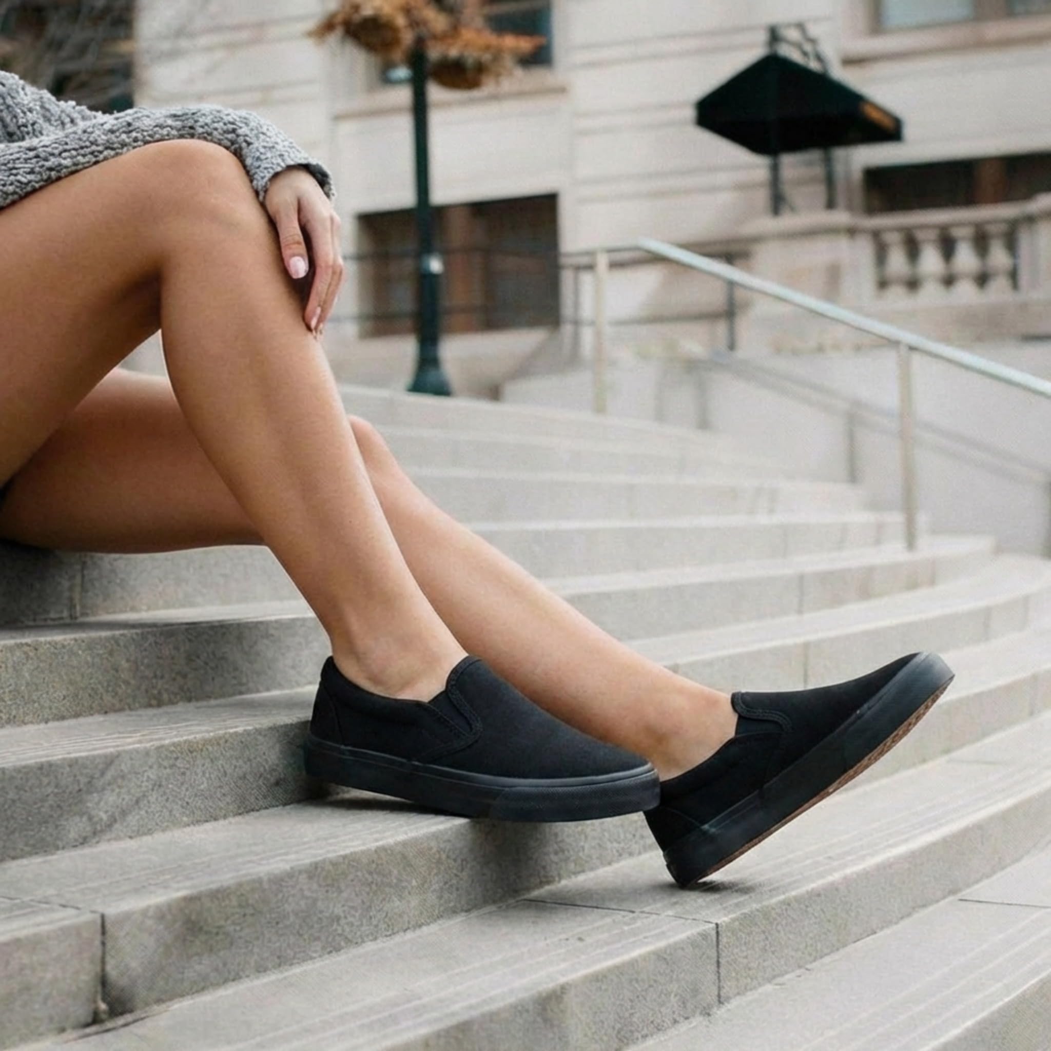 Emma Shoes Low-Top Slip Ons Women's Fashion Sneakers Casual Canvas Sneakers for Women Comfortable Flats Breathable Padded Insole Slip on Sneakers Women Low Slip on Shoes, All Black, 8