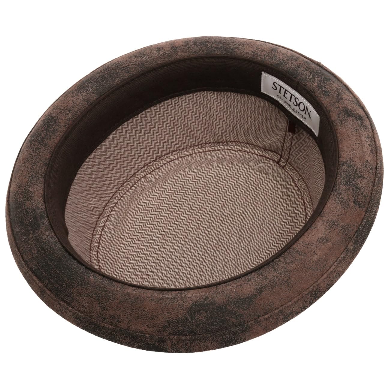 Stetson Pennsylvania Pork Pie Cappello in Pelle Suina Uomo Foderato Fedora Used Look Estate Inverno