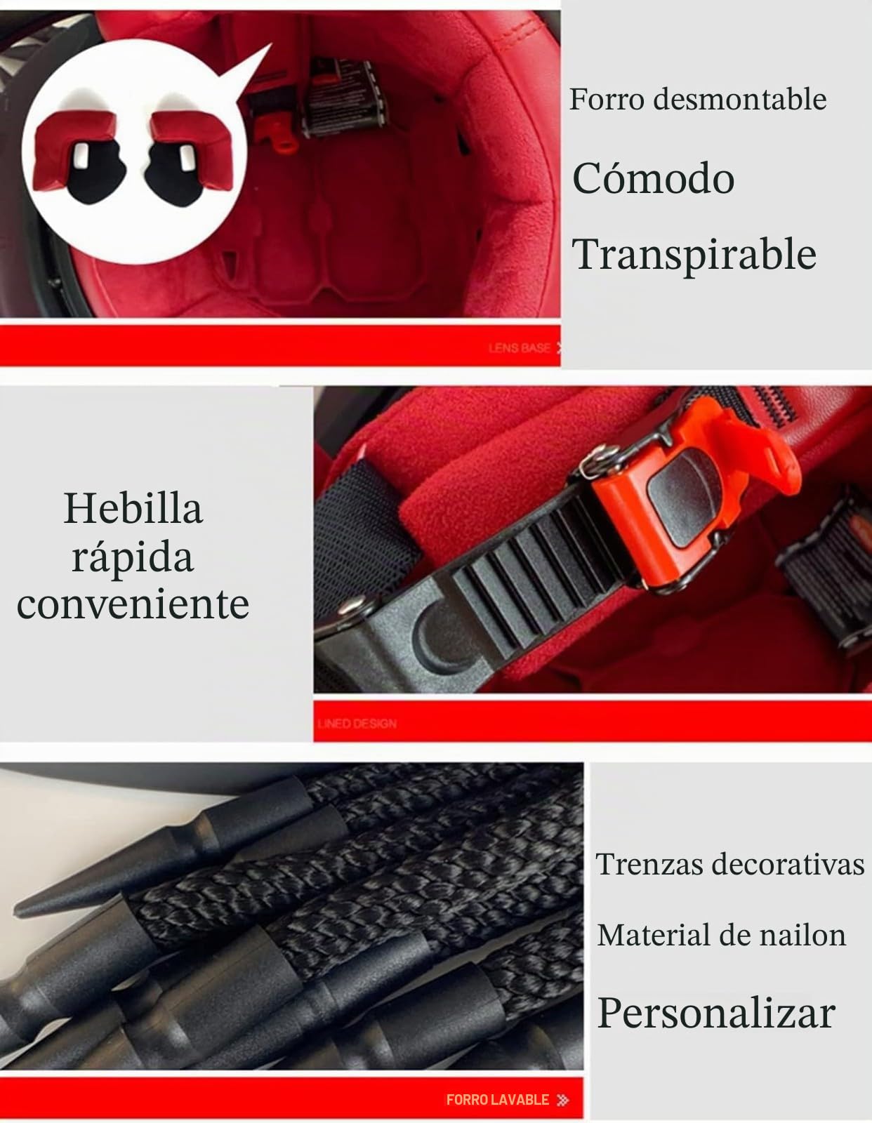 Casco Integral Motocicleta Visera Frontal Abatible Trenzas Y Luces De Advertencia Aprobado por ECE Casco Integrado Moto Personalizado Adultos Carrera Ciclomotore