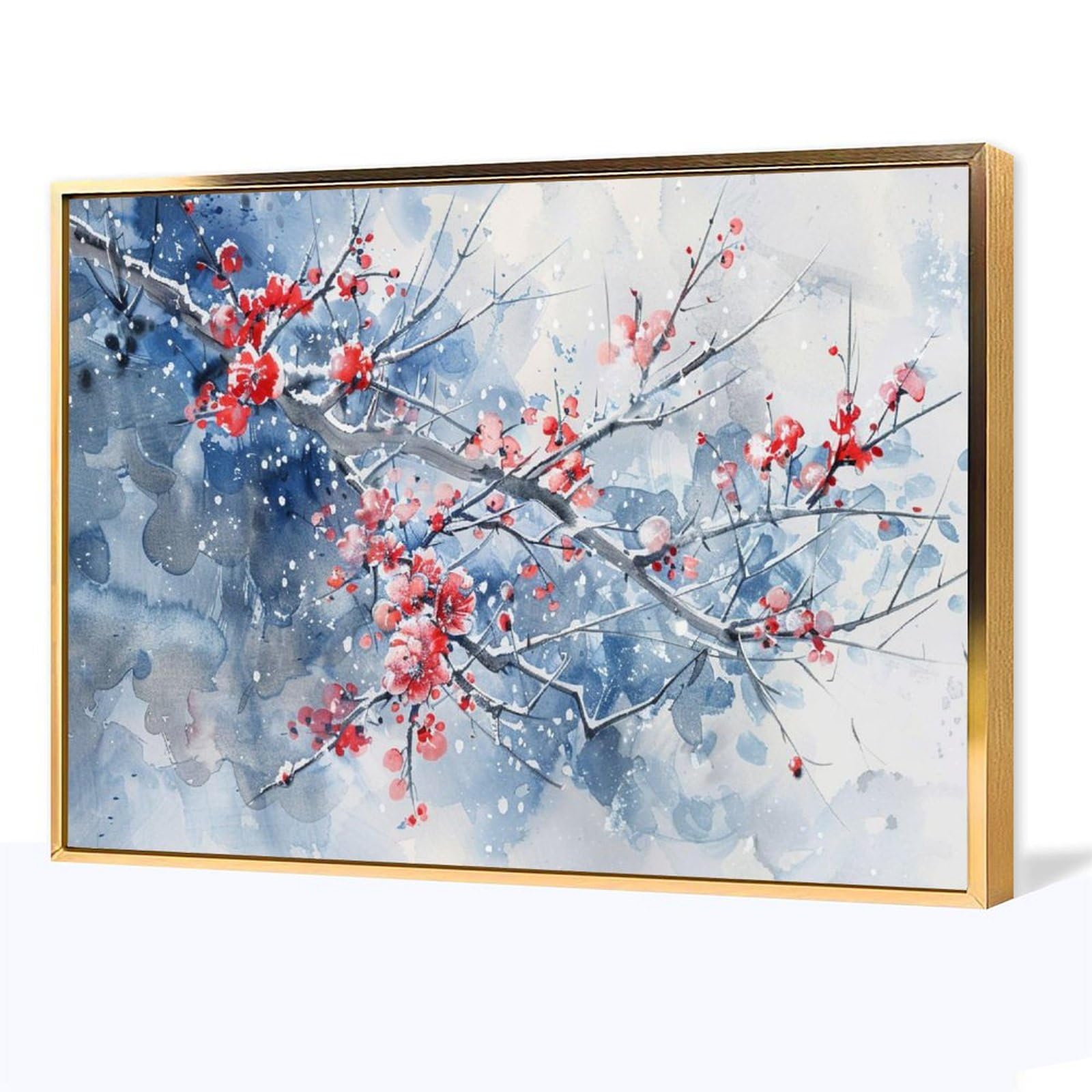 Amazon.co.jp: 絵画 冬の梅の花インテリア 絵画 魅力的な花 油絵