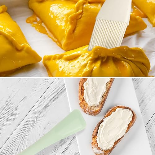 Miniatura 5 de uxcell Espátula y cepillo de silicona, utensilios de cocina de doble uso de 10 pulgadas para hornear, cocinar, cian, 3 unidades