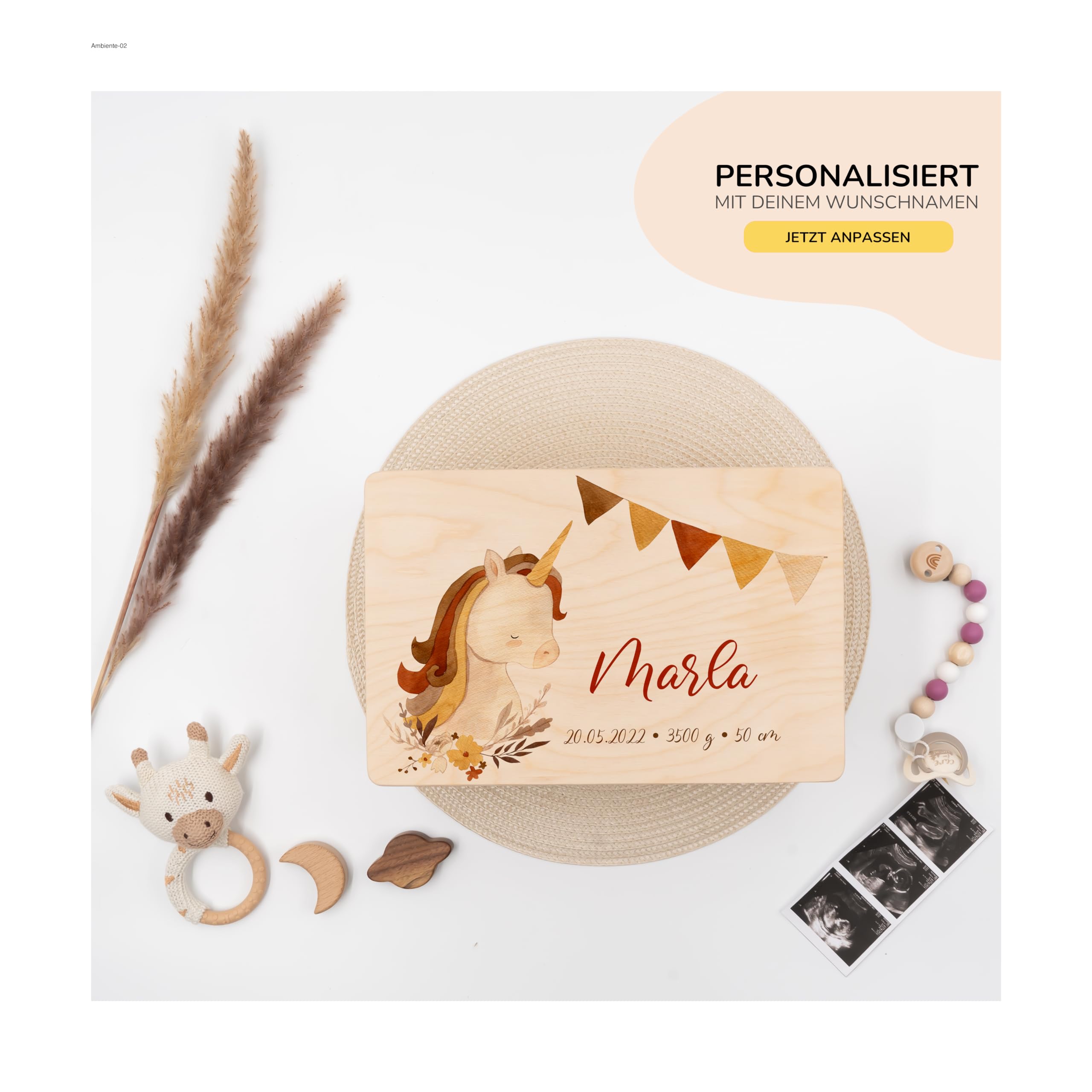 KIDSMOOD - Erinnerungsbox Baby, personalisierte Holzkiste mit Deckel, Ideal zur Aufbewahrung von Erinnerungen und als Geschenk zur Geburt, Taufe oder als Geburtstagsgeschenk für Mädchen und Jungen