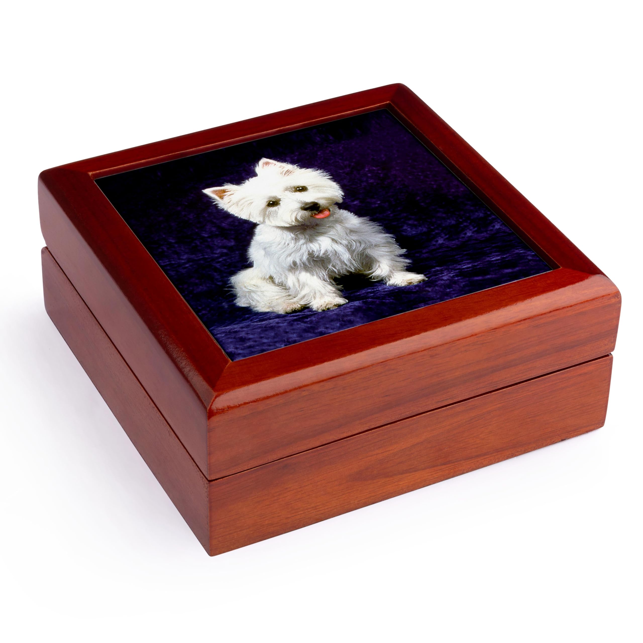 3dRose Westie Jewelry Box 7 x 7 inch with 4 inch tile