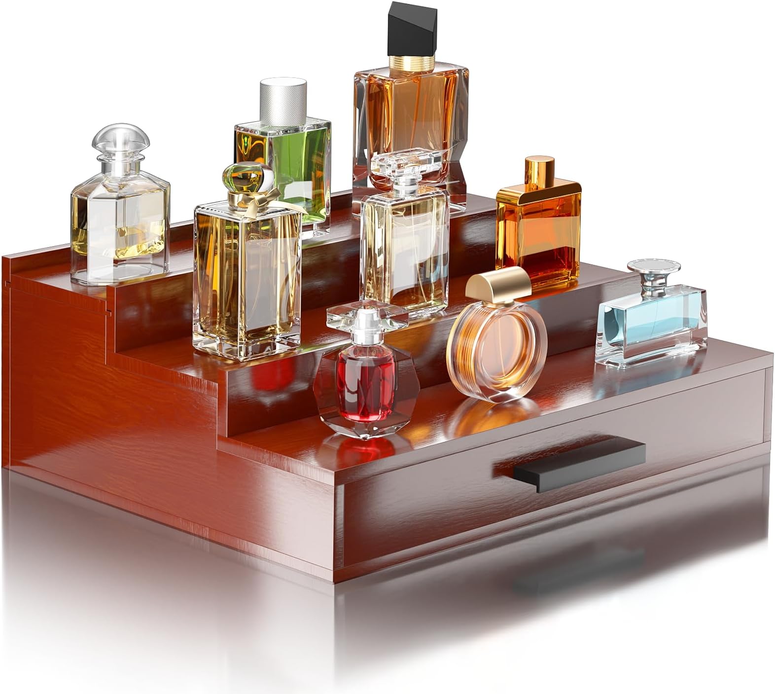 Wooden Cologne Organizer for Men 3 Tier Elevated Perfume