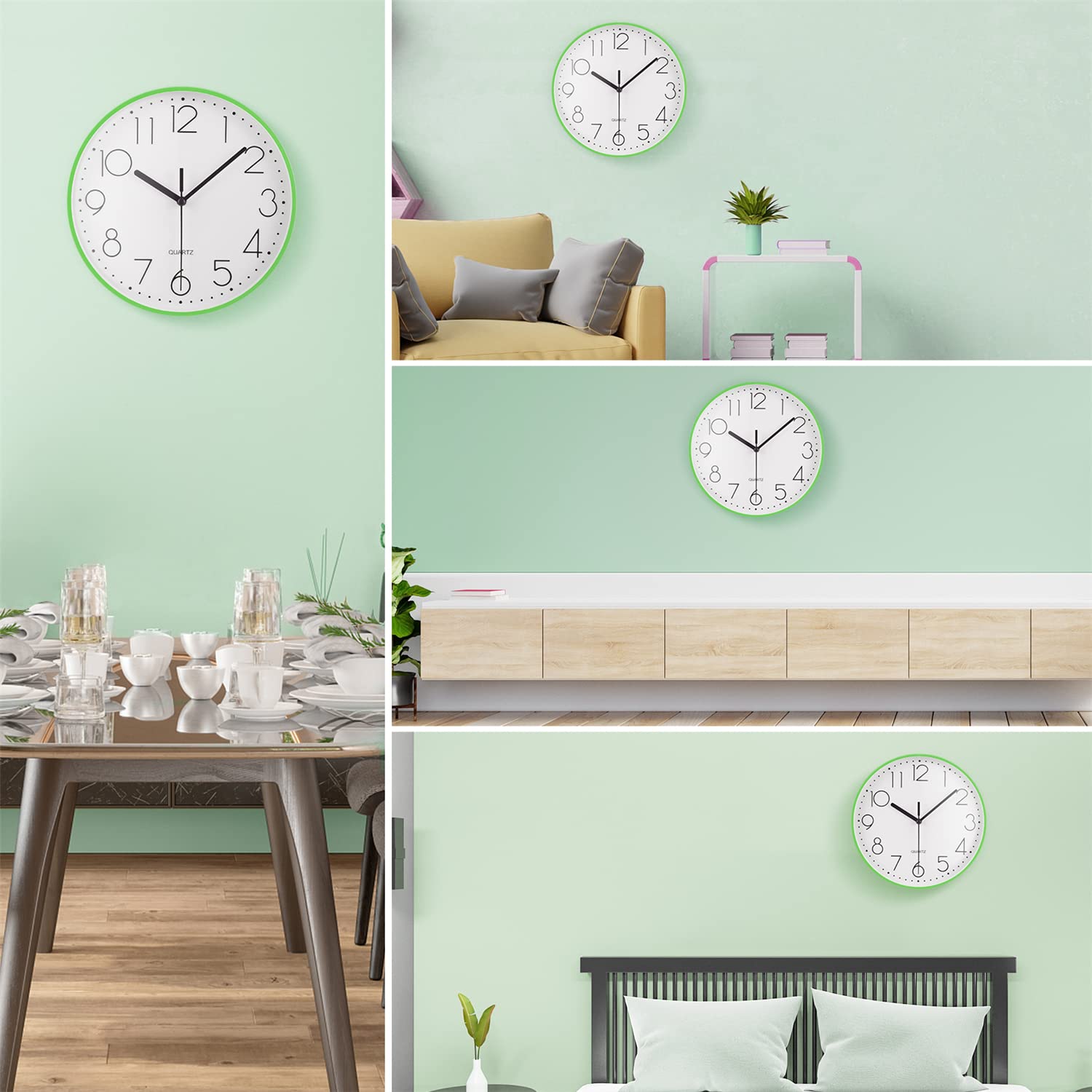 Stille Niet-tikkende Wandklok, 30cm Arabische Cijfers Decoratieve Moderne Ronde Kwarts Klok Voor Woonkamer Slaapkamer Keuken Kantoor Klaslokaal Zwart
