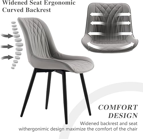 Miniatura 3 de YOUNIKE Juego de 2 sillas de comedor con respaldo alto, color gris, de mediados de siglo, modernas sillas de cocina y comedor, de piel sintética,