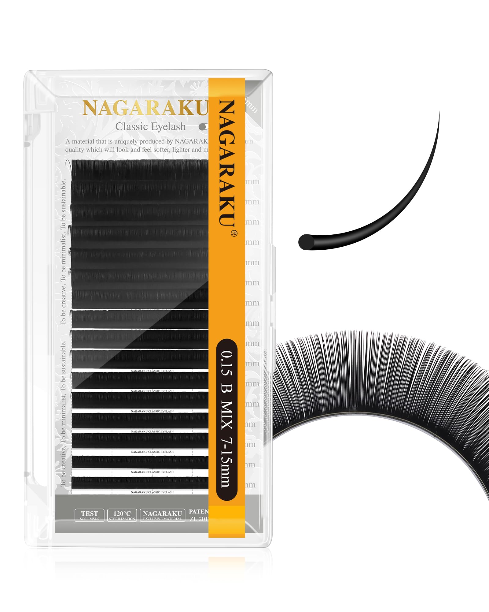 NAGARAKU Eyelash Extensions Individual Lashes 0.15mm B curl 7-15mm Mix Tray Classic Matte Black Natural Faux Mink 16 rows-picture-26